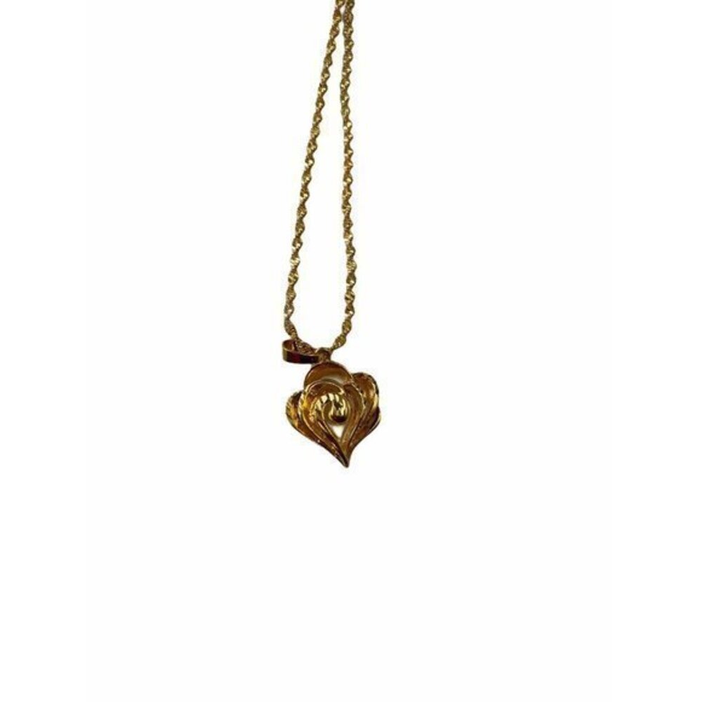 Spiral‎ Heart Golden Chain Necklace